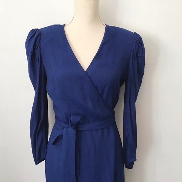 Reformation M Jaylee Royal Blue Midi Wrap Dress - Picture 4 of 8